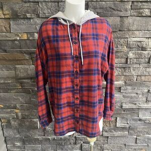 BDG Urban Outfitters‎ Flannel Shirt With Hoodie Size Small